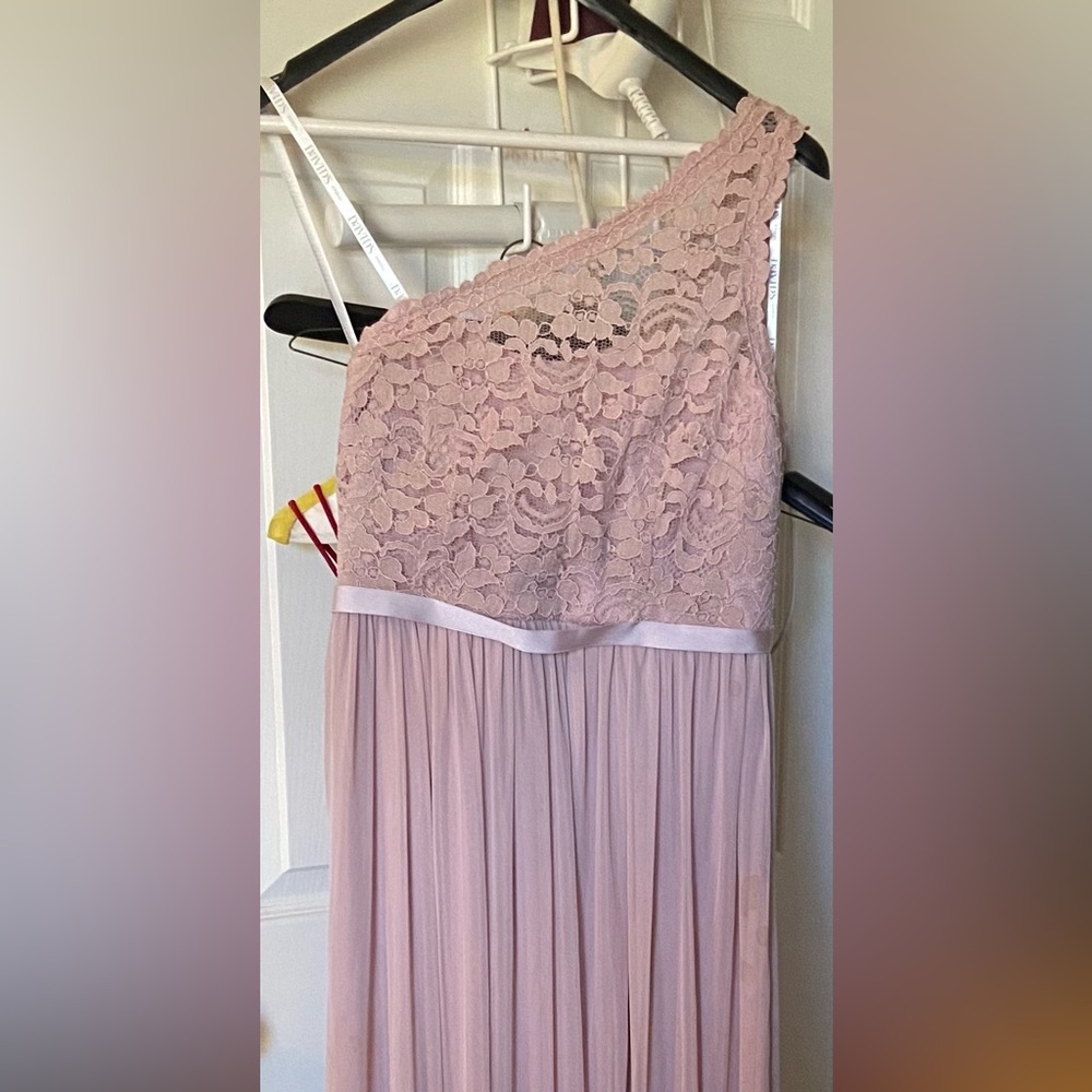 Rose quartz bridesmaid/prom dress.